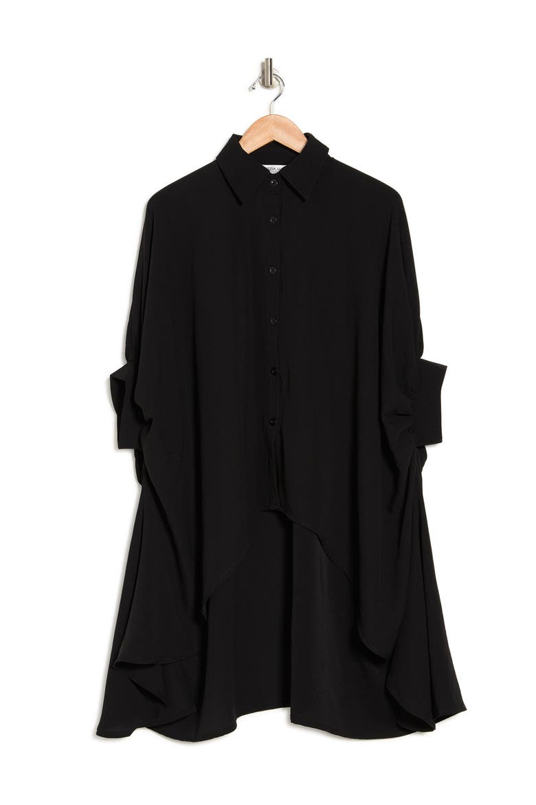 Oversized High/Low Blouse, Alternate, color, BLACK