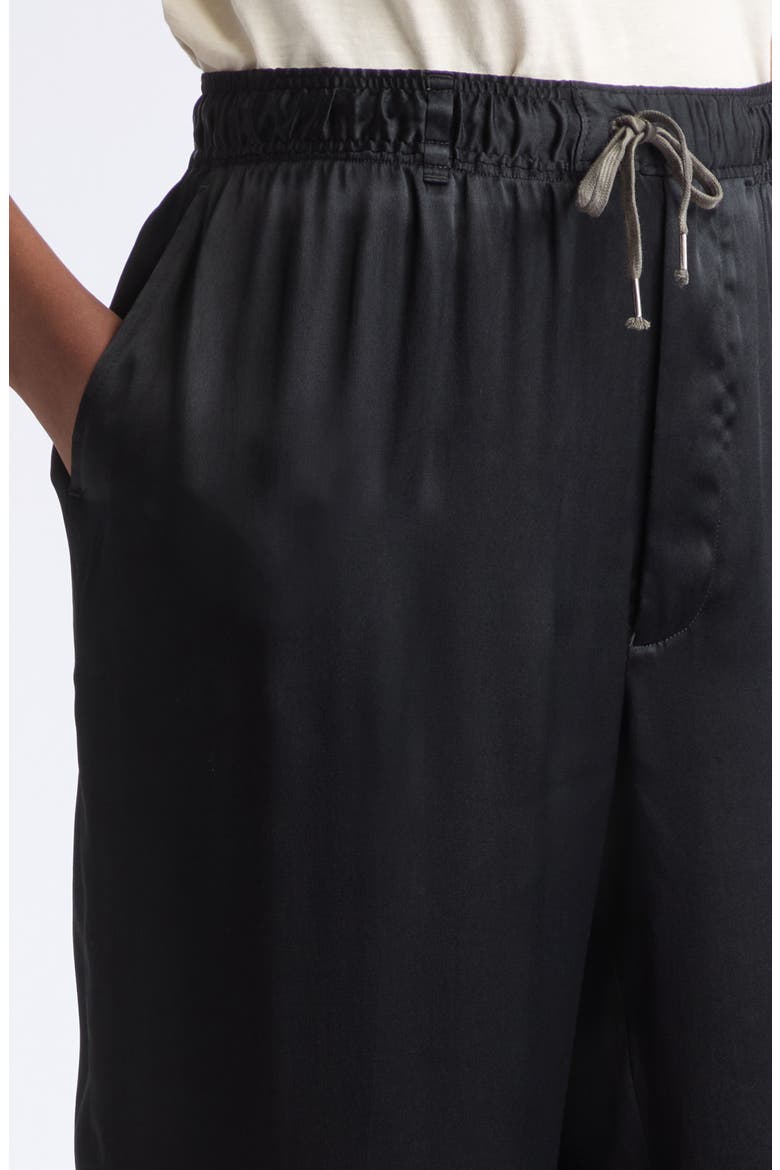 Satin Drawstring Pants, Alternate, color, BLACK