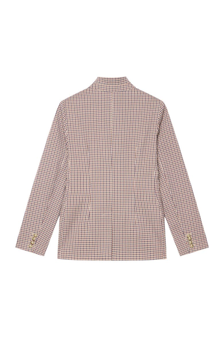 Checked Single Breasted Blazer, Alternate, color, Burgundy