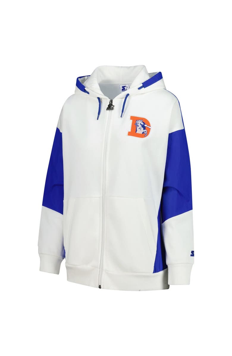 STARTER Women's Starter White Denver Broncos Scrimmage Full-Zip Hoodie, Alternate, color, White