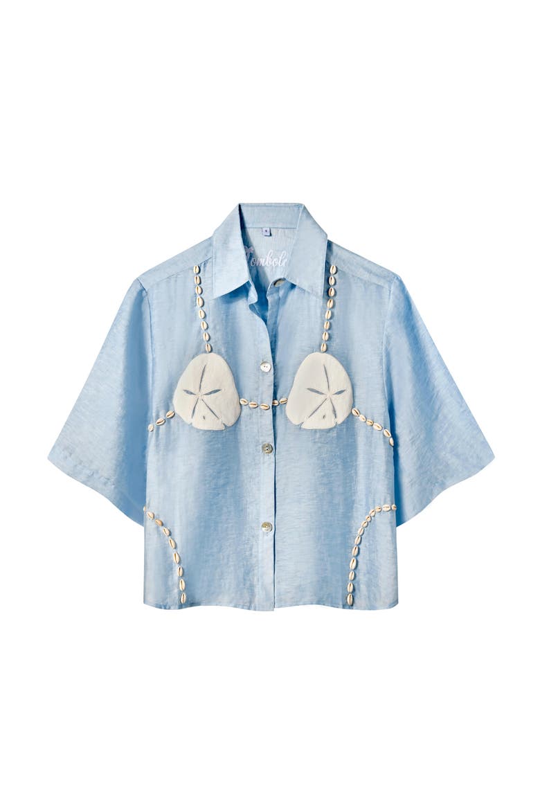 Sand Dollar Stimulus Relaxed Crop Cabana Top, Main, color, Blue