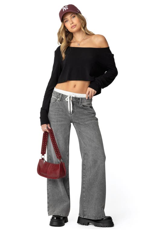 EDIKTED EDIKTED ONE-SHOULDER LONG SLEEVE CROP TOP