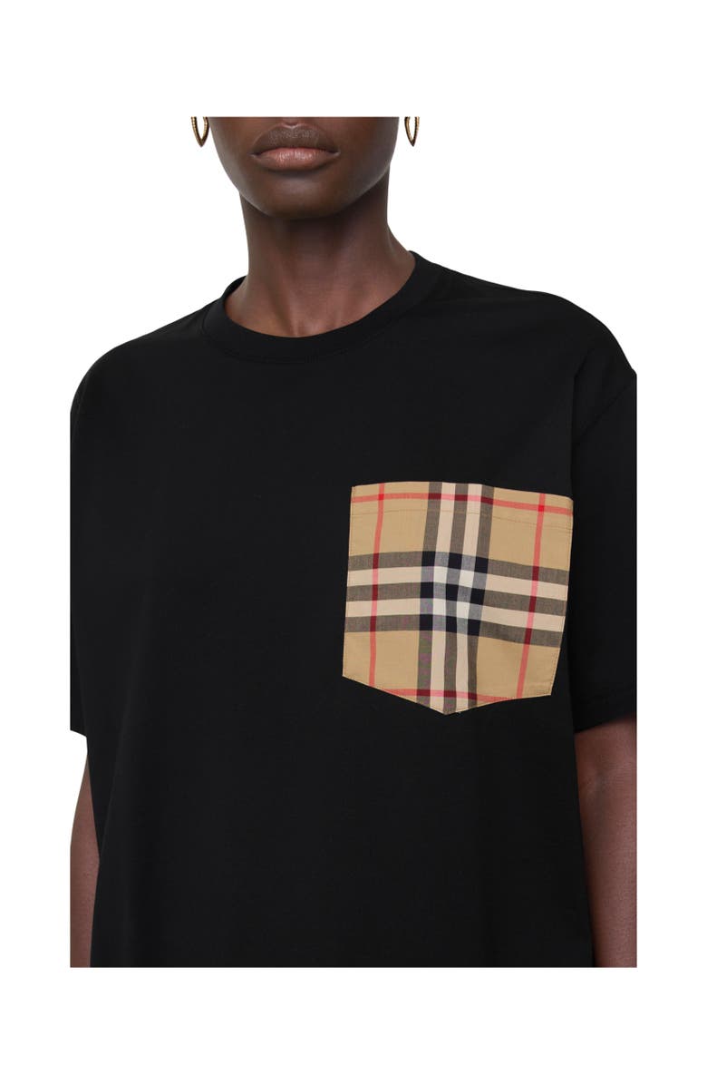 Burberry Check Pocket Cotton T-shirt, Alternate, color, Black