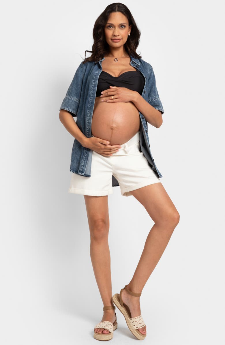 Seraphine Under the Bump Denim Maternity Shorts, Alternate, color, 