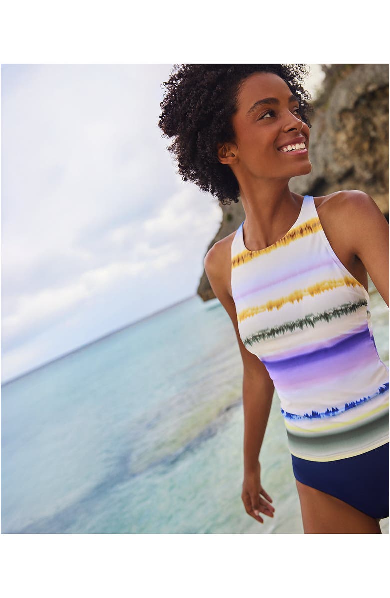 Lands' End D-Cup Tugless High Neck Strappy Back Tankini Swimsuit Top, Alternate, color, 