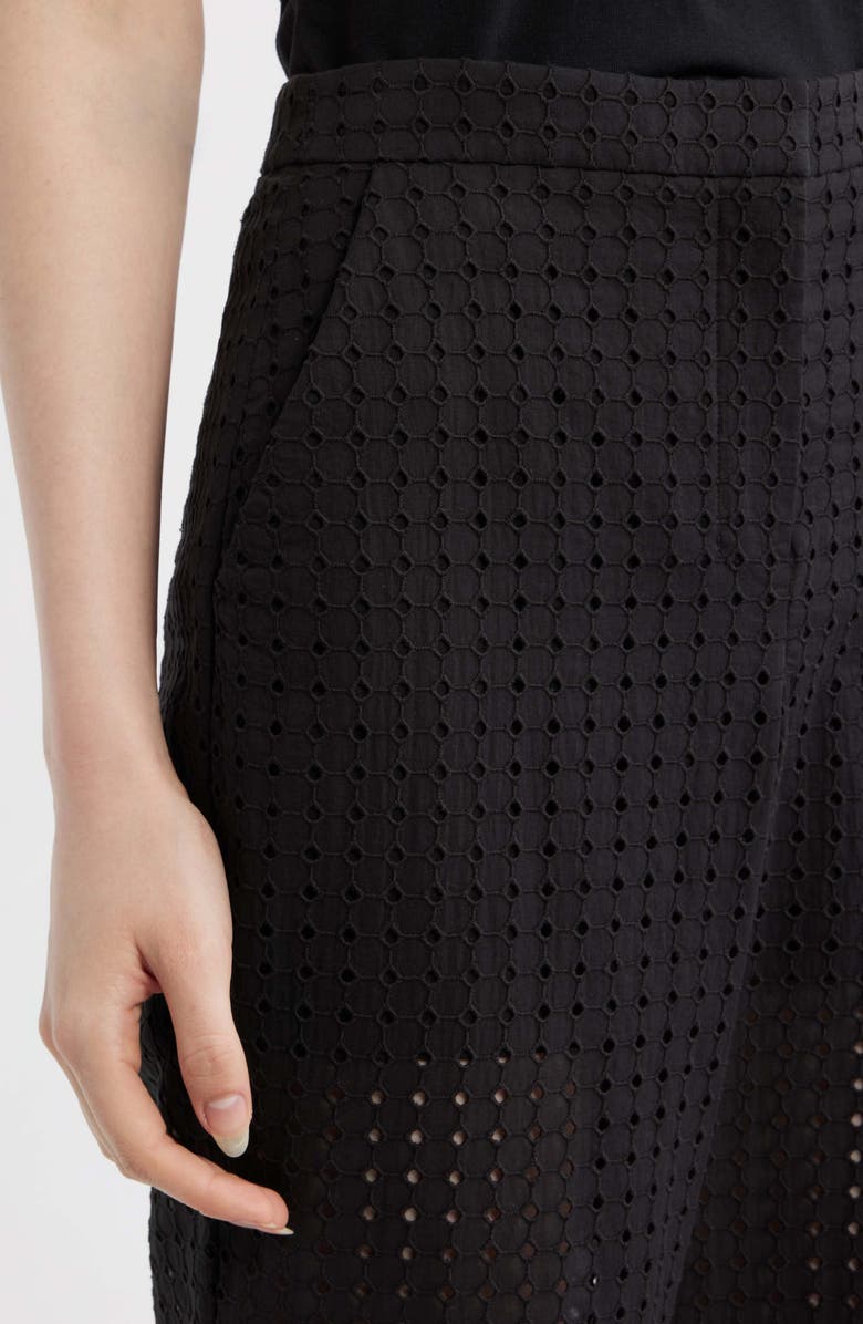 Theory Eyelet Embroidered Cotton Pants, Alternate, color, Black