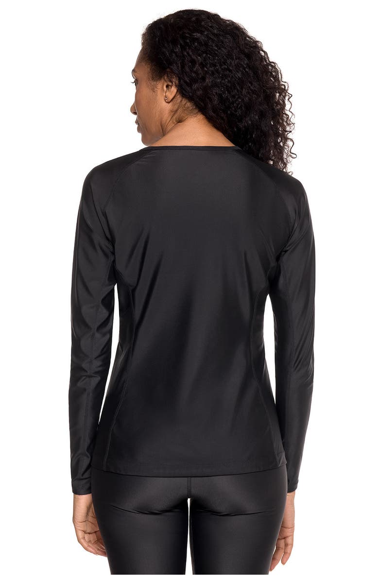 Coolibar Women's Lightweight Swim Shirt with Long Sleeves, UPF 50+ Sun Protection, Hightide Lite, Alternate, color, Black