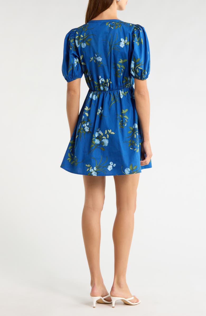 SUGARLIPS Oreanna Floral Alba Drawstring Waist Cotton Minidress, Alternate, color, Navy-Blue-Grn