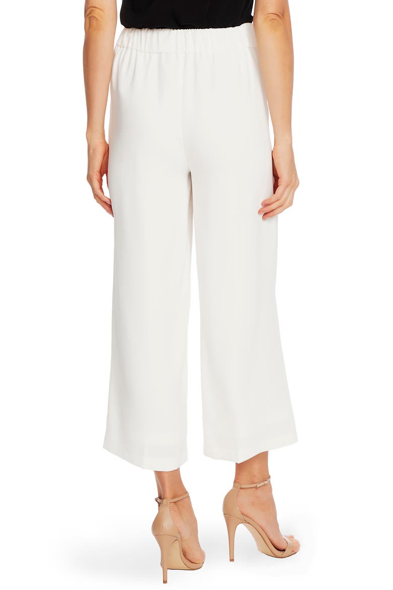 Button Detail Crop Wide Leg Crepe Trousers, Alternate, color, SOFT ECRU