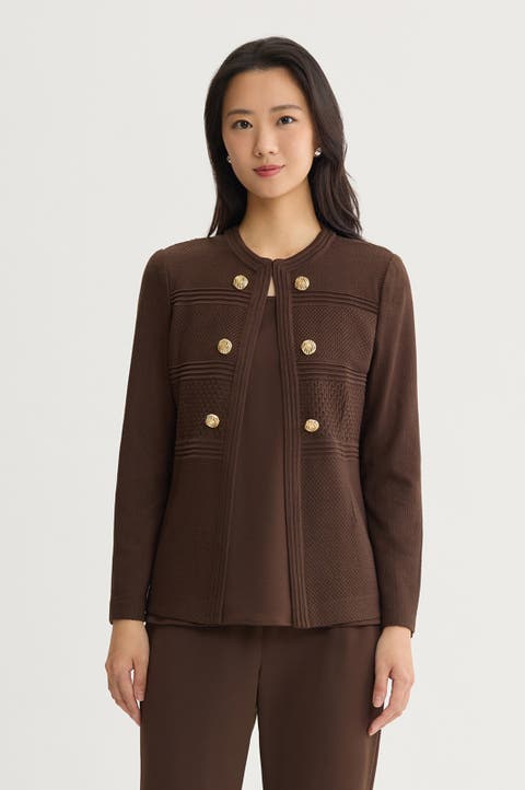 Pointelle Tonal Knit Jacket
