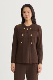 Ming Wang Pointelle Tonal Knit Jacket