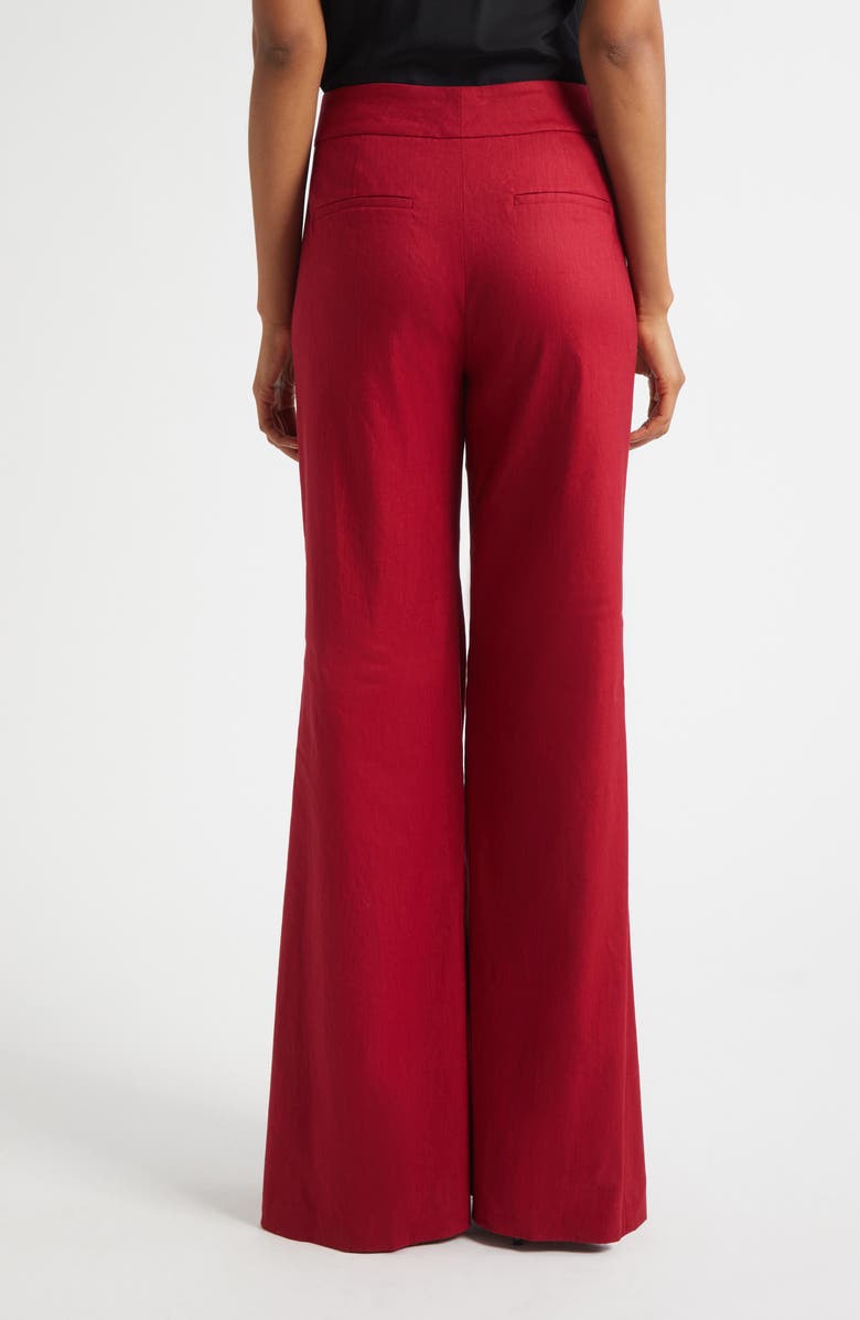 Alice + Olivia Dylan High Waist Wide Leg Linen Blend Pants, Alternate, color, 