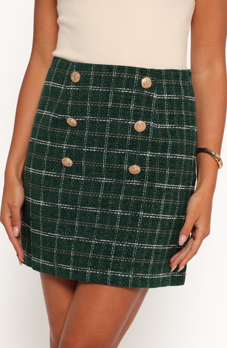 Petal & Pup Zadia Button Front Tweed Miniskirt, Alternate, color, 