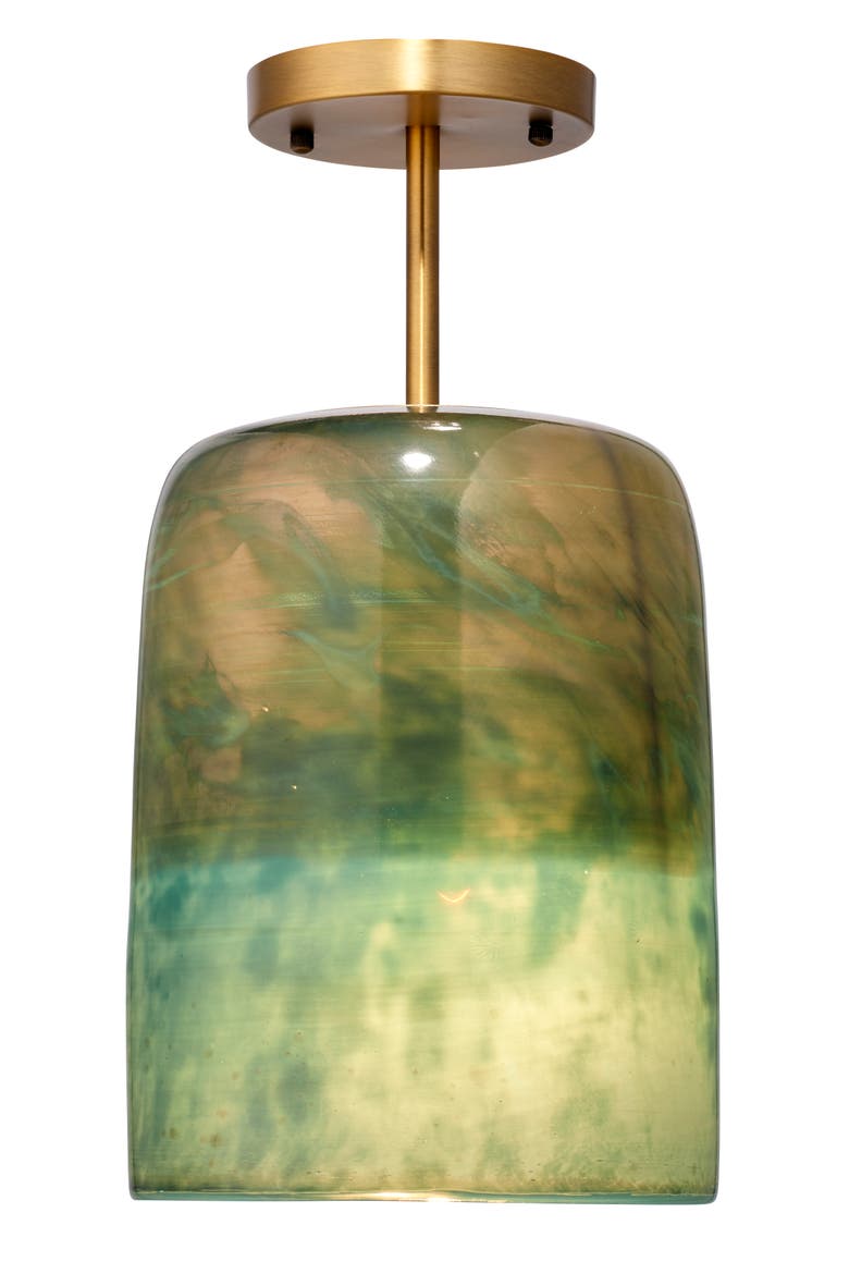 Vapor Glass Semi-Flush Mount, Aqua, Alternate, color, Aqua Metallic Glass
