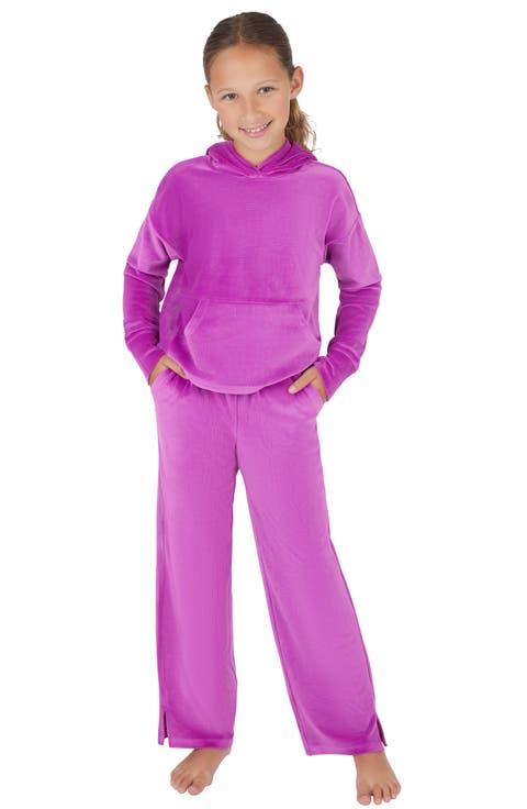 Kids' Rib Velour Sleepover Hoodie & Sweatpants Set (Big Kid)