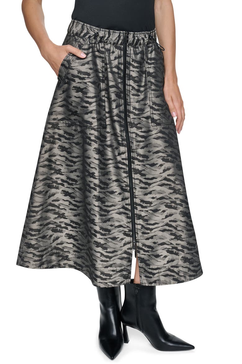 Front Zip Jacquard Midi Skirt, Main, color, PUTTY