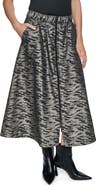 DKNY Front Zip Jacquard Midi Skirt