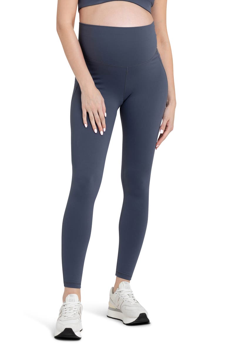 Ripe Maternity Tempo Stretch Nylon Pocket Maternity Leggings, Main, color, Blue Steel