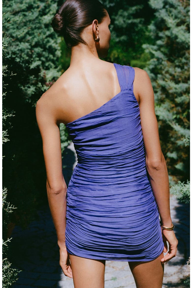 Ruched One-Shoulder Minidress, Alternate, color, PURPLE
