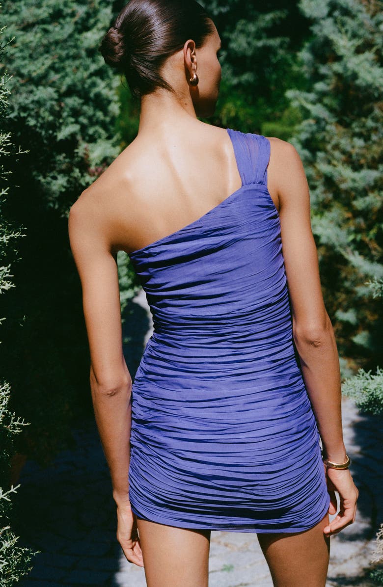 MANGO Ruched One-Shoulder Minidress, Alternate, color,