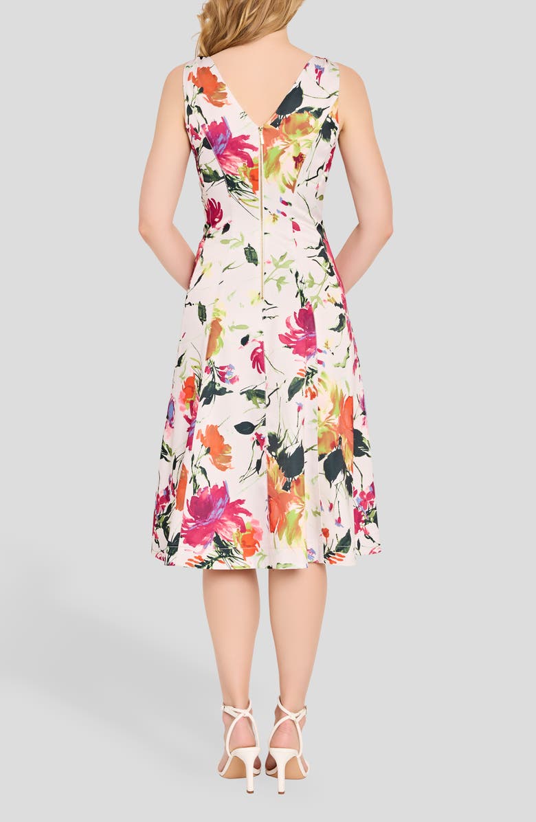 Tahari ASL Hardware On Print Fit & Flare Dress, Alternate, color, Sand Floral