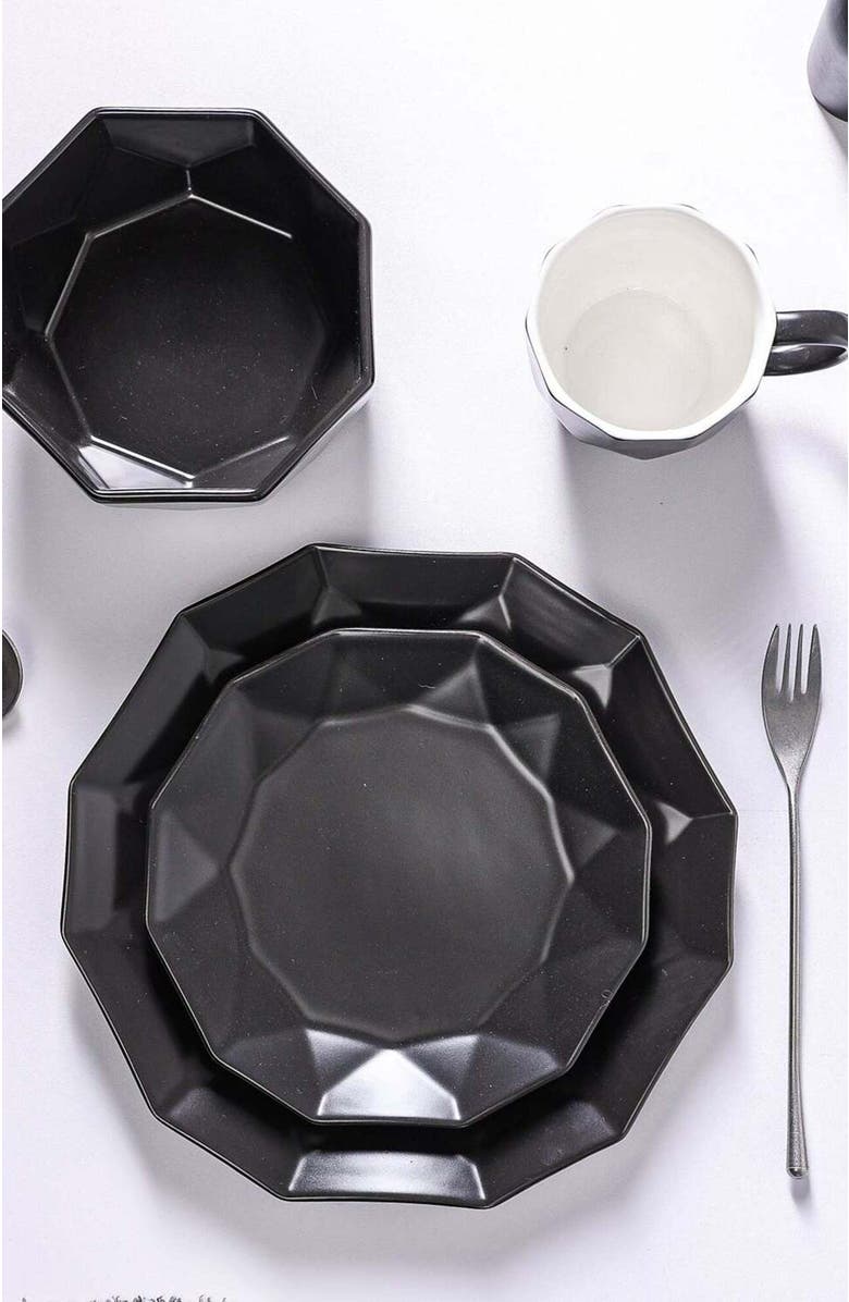 Stone Lain Jamie Porcelain 16-Piece Dinnerware Set, Alternate, color, Black