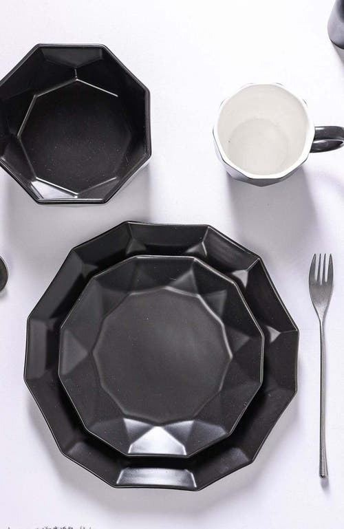 Stone Lain Jamie Porcelain 16-piece Dinnerware Set In Black