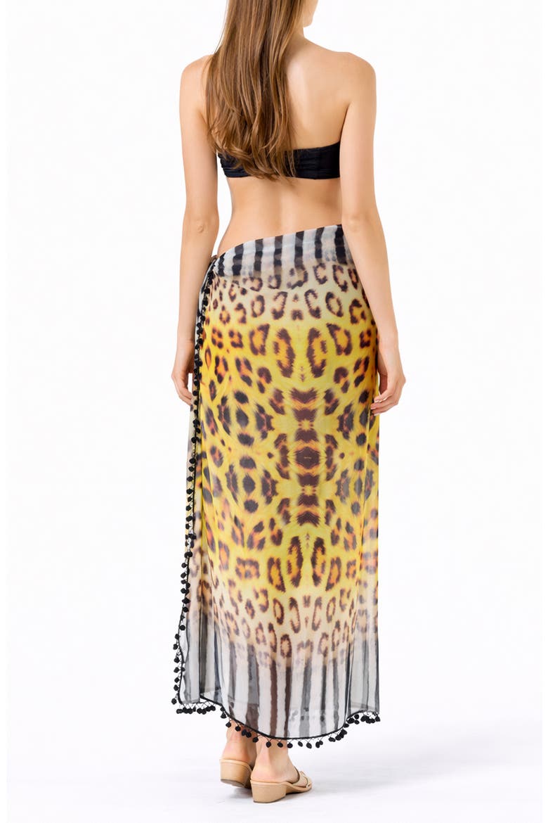 Animal Print Long Sarong, Alternate, color, YELLOW