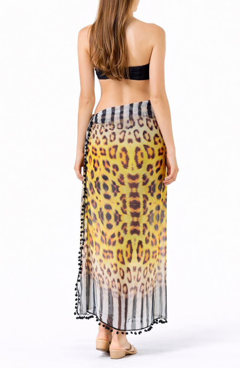 RANEES Animal Print Long Sarong, Alternate, color, Yellow