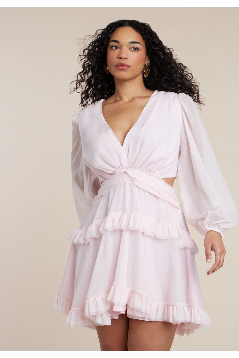 Patbo X Eloquii Puff Sleeve Ruffle Mini Dress, Alternate, color, CRADLE PINK