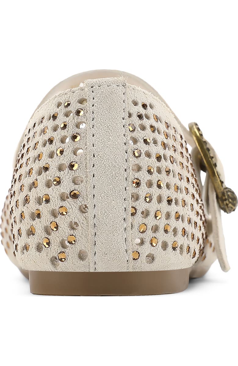 Kurt Geiger London Kids' Mini Mayfair Crystal Embellished Mary Jane Ballet Flat, Alternate, color, Bone