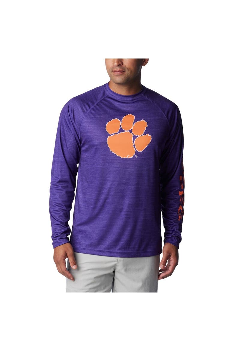 Men's Columbia  Purple Clemson Tigers PFG Terminal Tackle Omni-Shade Raglan Long Sleeve T-Shirt, Alternate, color, Purple