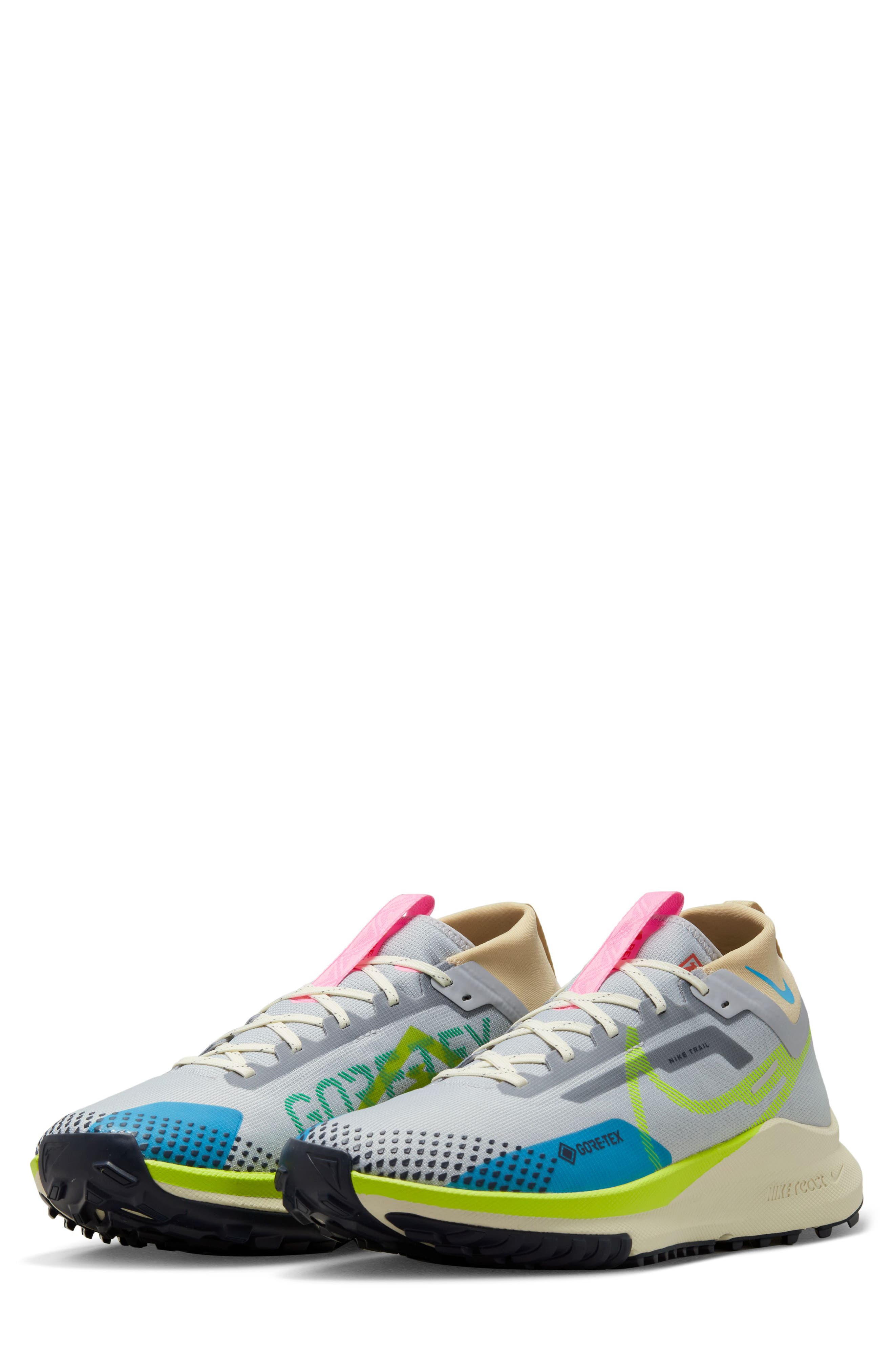 React Pegasus Trail 4 Gore-Tex® Waterproof Running Shoe, Main, color, WOLF GREY/ VOLT/ GREEN/ BLUE