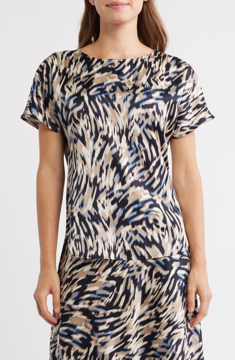 Print Bateau Neck Top