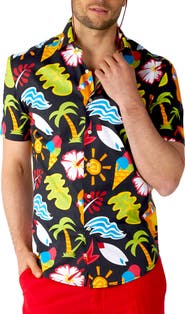 OppoSuits Tropical Thunder Stretch Short Sleeve Button-Up Shirt