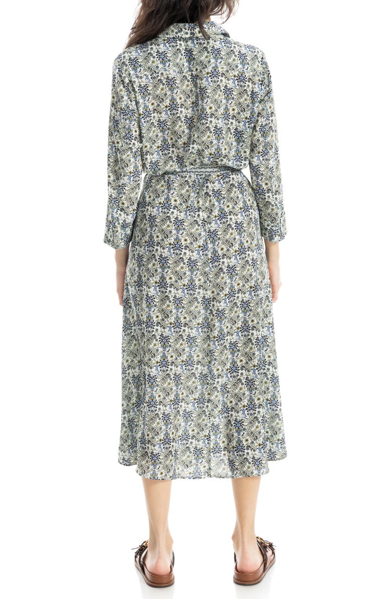 MAX STUDIO Cuffed Sleeve Midi Shirtdress, Alternate, color, Birch/ Blue Cara Folk Flower