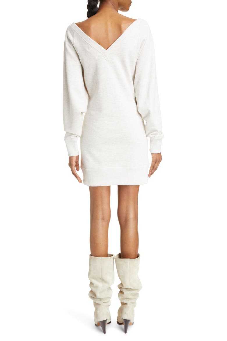 Manuela Long Sleeve V-Neck Sweatshirt Dress, Alternate, color, ECRU