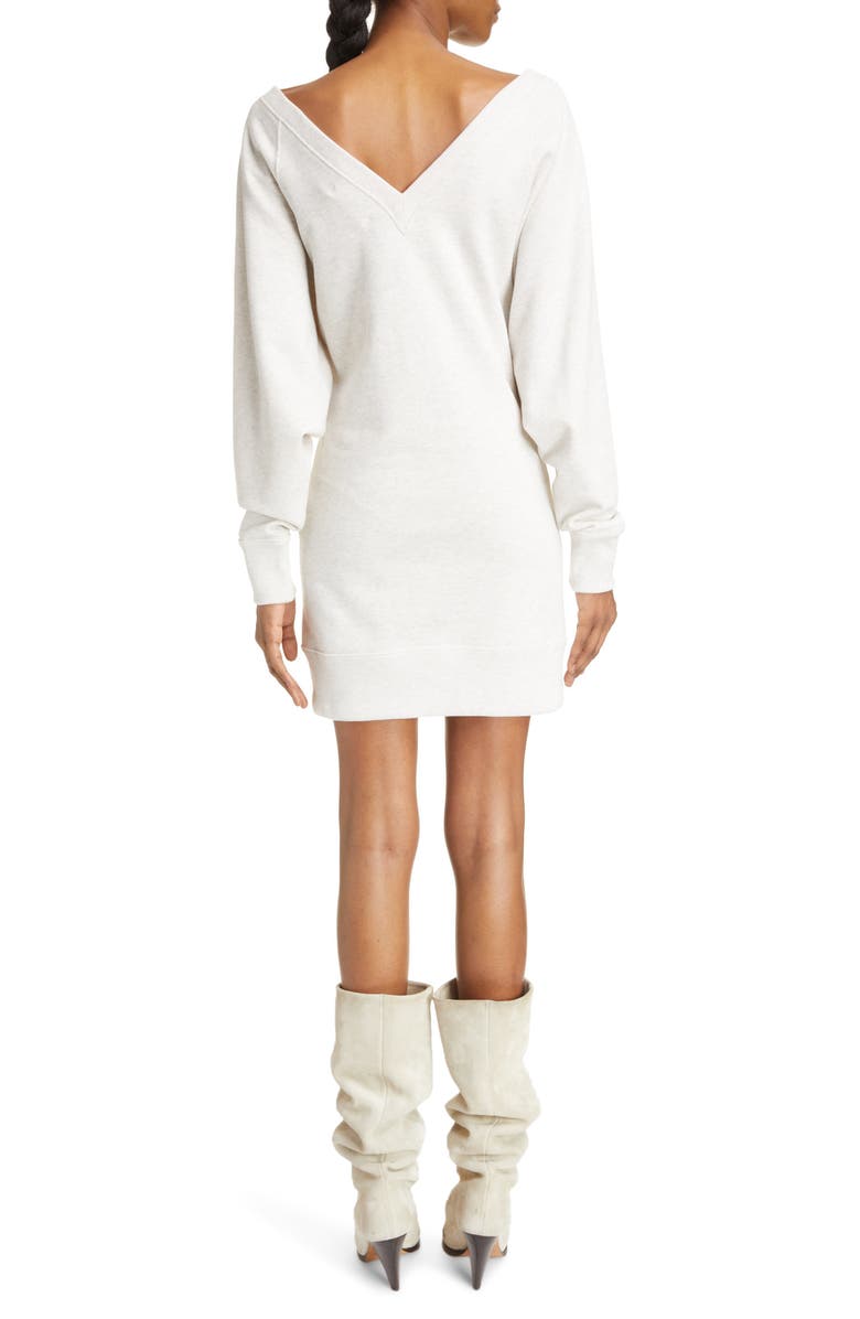 Isabel Marant Étoile Manuela Long Sleeve V-Neck Sweatshirt Dress, Alternate, color, Ecru