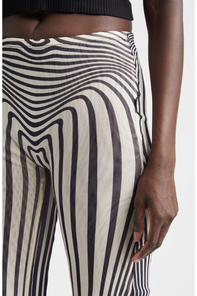 Re-Edition Body Morphing Trompe l'Oeil Mesh Flare Pants, Alternate, color, ECRU/ NAVY