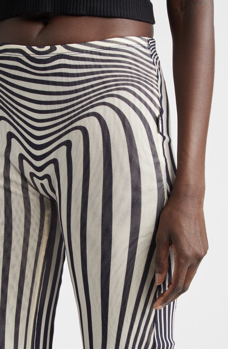Jean Paul Gaultier Re-Edition Body Morphing Trompe l'Oeil Mesh Flare Pants, Alternate, color, Ecru/ Navy