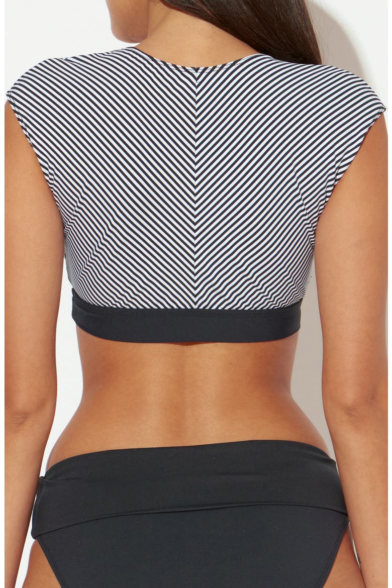Inside the Lines Tie Front Bikini Top, Alternate, color, BLACK