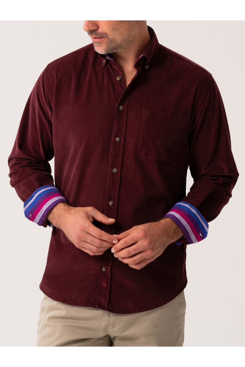 Corduroy Long Sleeve Shirt, Main, color, Port