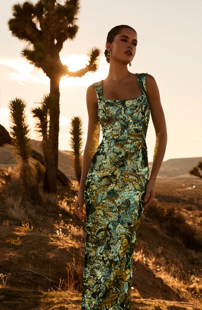 HELSI Iris Floral Sequin Gown, Alternate, color,
