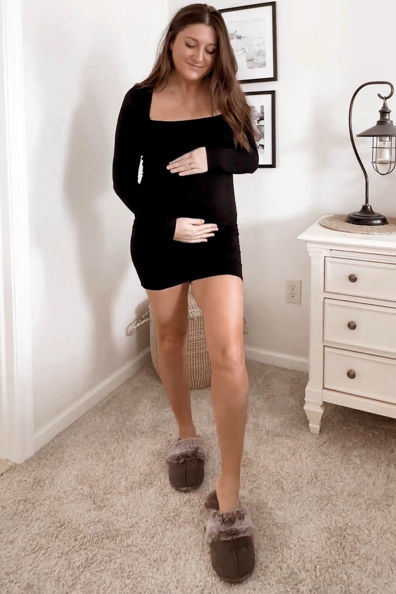 Square Neck Long Sleeve Romper, Alternate, color, Black