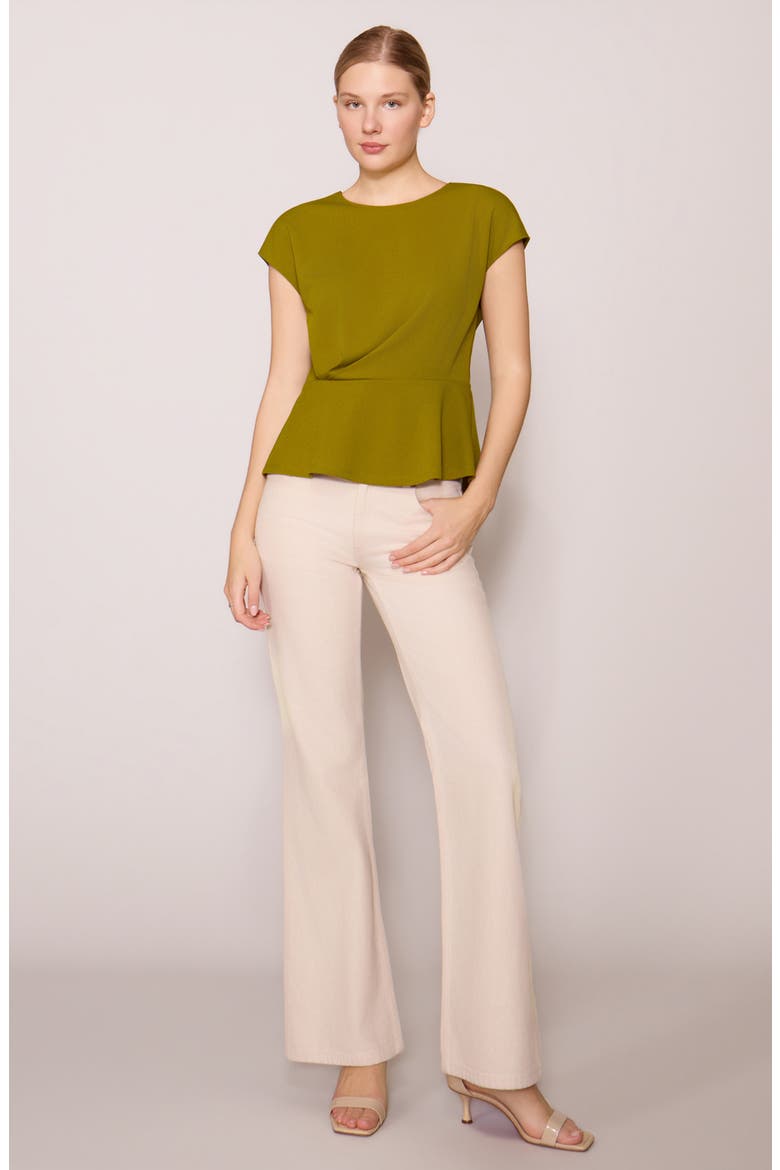 Side Ruched Crepe Top, Alternate, color, CHARTREUSE GREEN