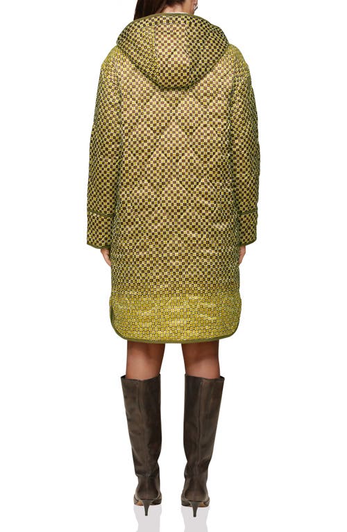 Shop Avec Les Filles Reversible Quilted Parka In Micro Geo Olive