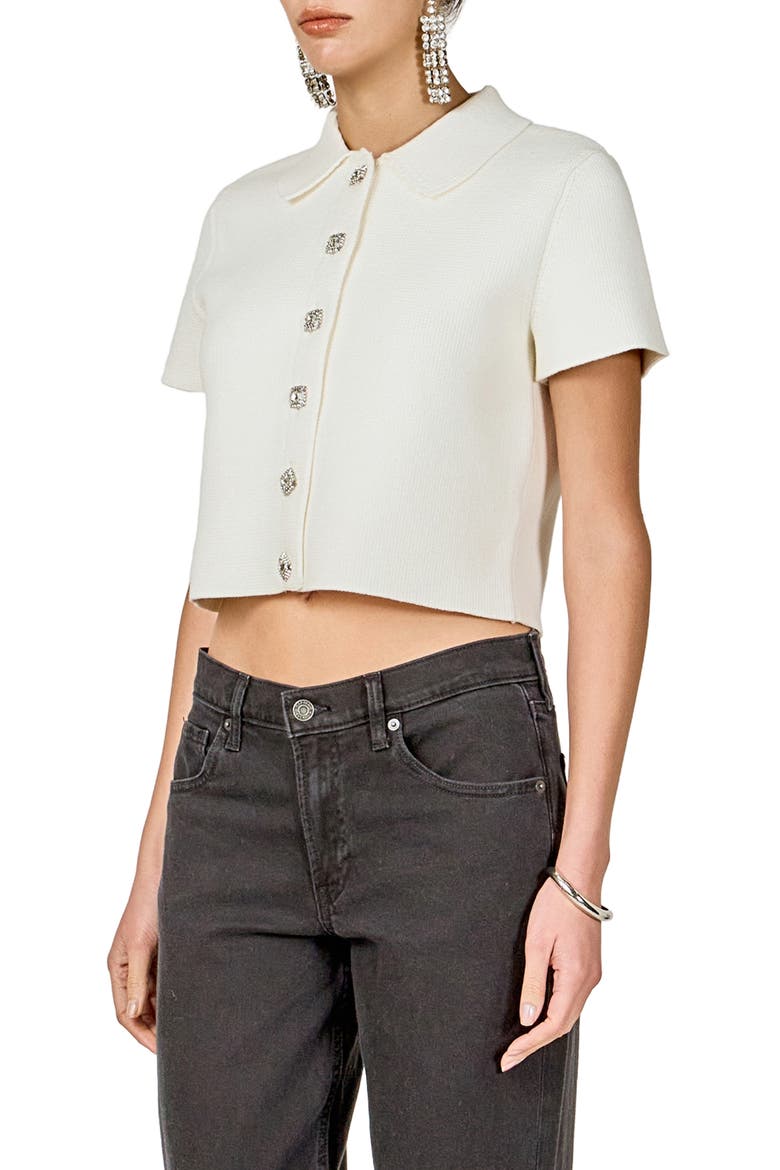 Jewel Buttoned Top, Alternate, color, IVORY