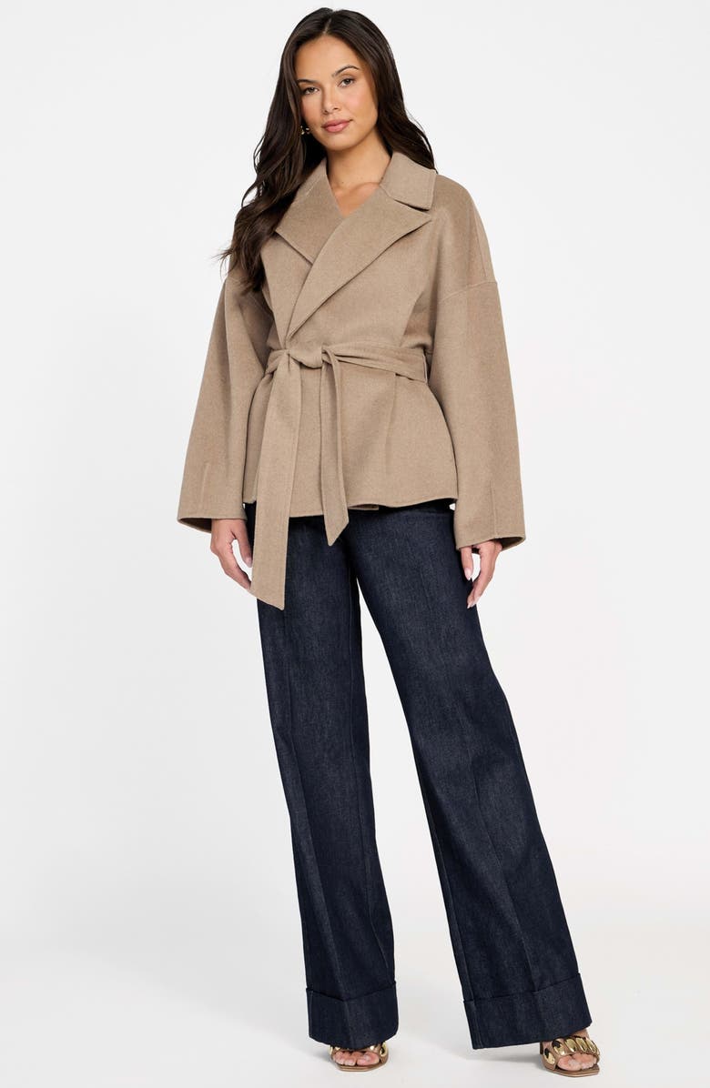 Marciano Ellla Wool Blend Wrap Coat, Alternate, color, Beige