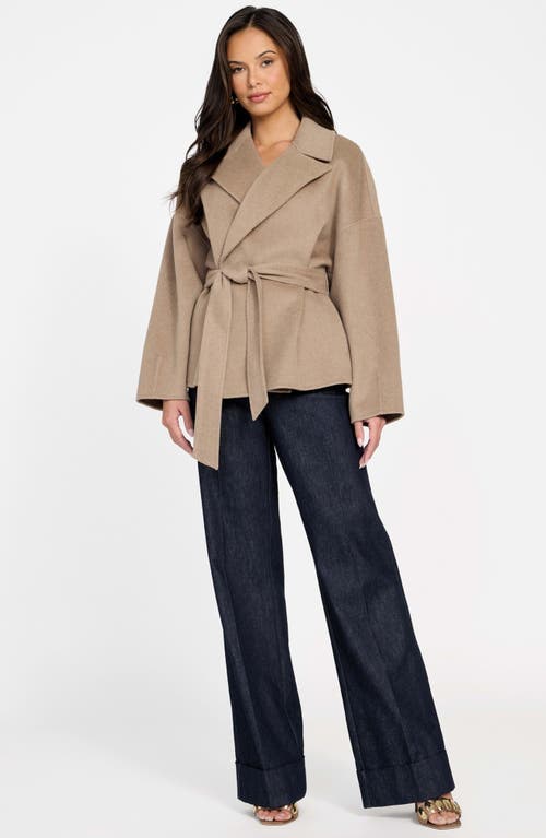 Marciano Ellla Wool Blend Wrap Coat In Brown
