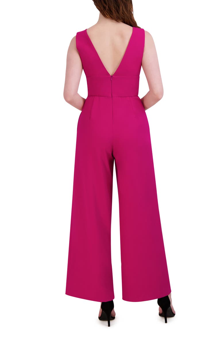 Julia Jordan Plunge Neck Wide Leg Jumpsuit, Alternate, color, Dark Cerise